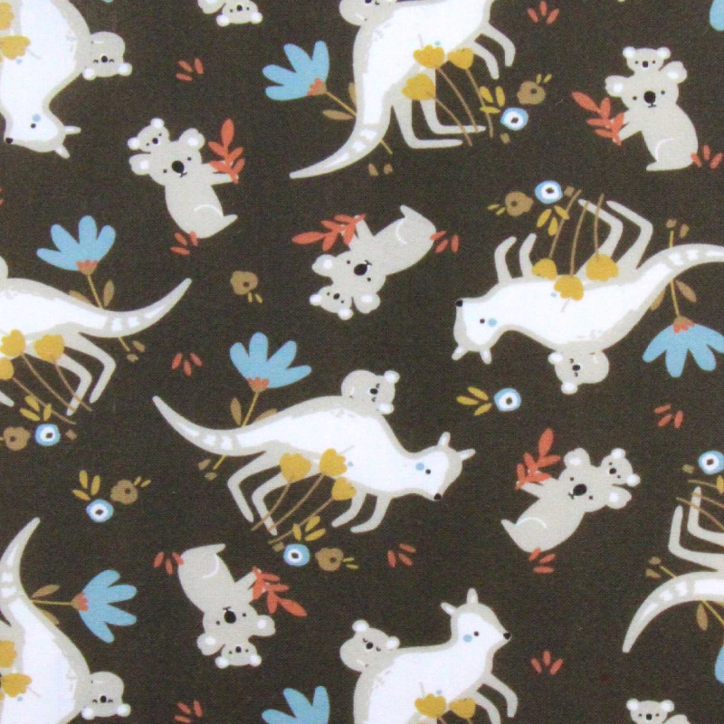 Algodón estampado TJAMPI Café negro / Multicolor vintage